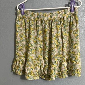 Floral Ruffle Skirt in Yellow and Green
